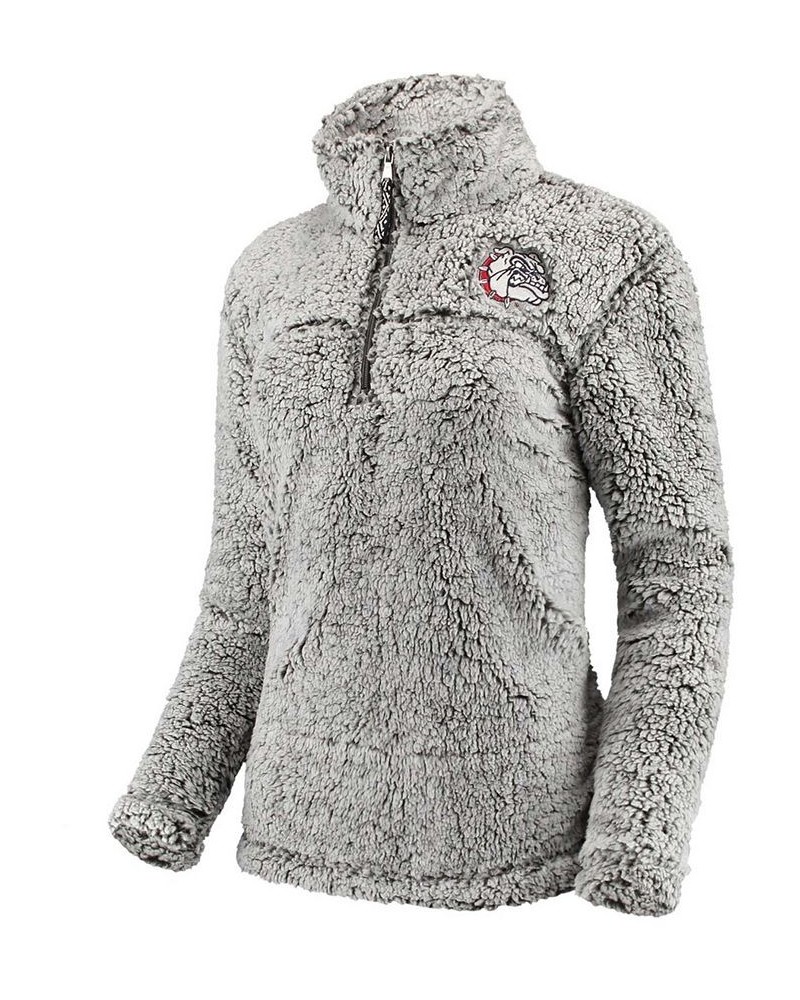 Women's Gray Gonzaga Bulldogs Sherpa Super Soft Quarter Zip Pullover Jacket Gray $30.00 Jackets