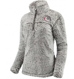 Women's Gray Gonzaga Bulldogs Sherpa Super Soft Quarter Zip Pullover Jacket Gray $30.00 Jackets