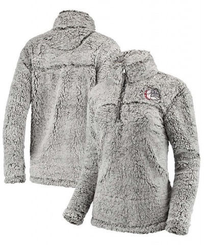 Women's Gray Gonzaga Bulldogs Sherpa Super Soft Quarter Zip Pullover Jacket Gray $30.00 Jackets