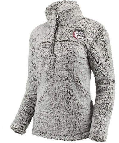 Women's Gray Gonzaga Bulldogs Sherpa Super Soft Quarter Zip Pullover Jacket Gray $30.00 Jackets