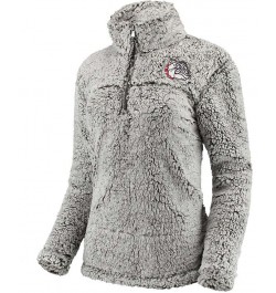 Women's Gray Gonzaga Bulldogs Sherpa Super Soft Quarter Zip Pullover Jacket Gray $30.00 Jackets