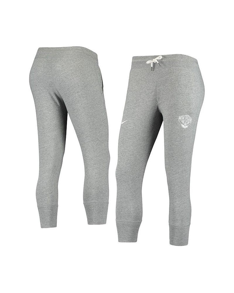 Women's Heathered Gray New Orleans Pelicans Gym Vintage-Like Capri Pants Heathered Gray $34.00 Pants