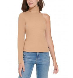 Women's One-Shoulder Turtleneck Top Teak $18.28 Tops