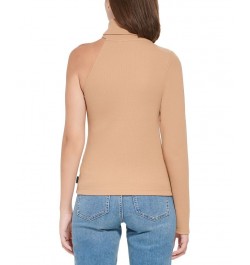 Women's One-Shoulder Turtleneck Top Teak $18.28 Tops