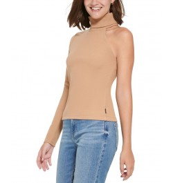 Women's One-Shoulder Turtleneck Top Teak $18.28 Tops