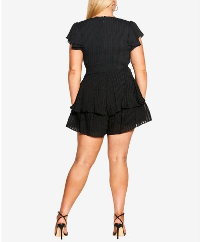 Trendy Plus Size First Date Romper Shorts Black $48.00 Shorts