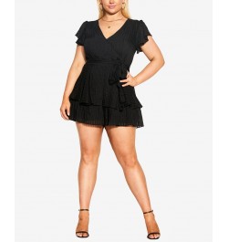 Trendy Plus Size First Date Romper Shorts Black $48.00 Shorts