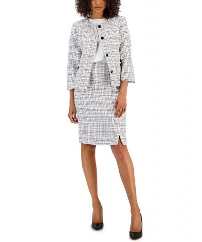 Women's Tweed Button-Front Jacket & Pencil Skirt Suit Rosebud Combo $102.30 Suits