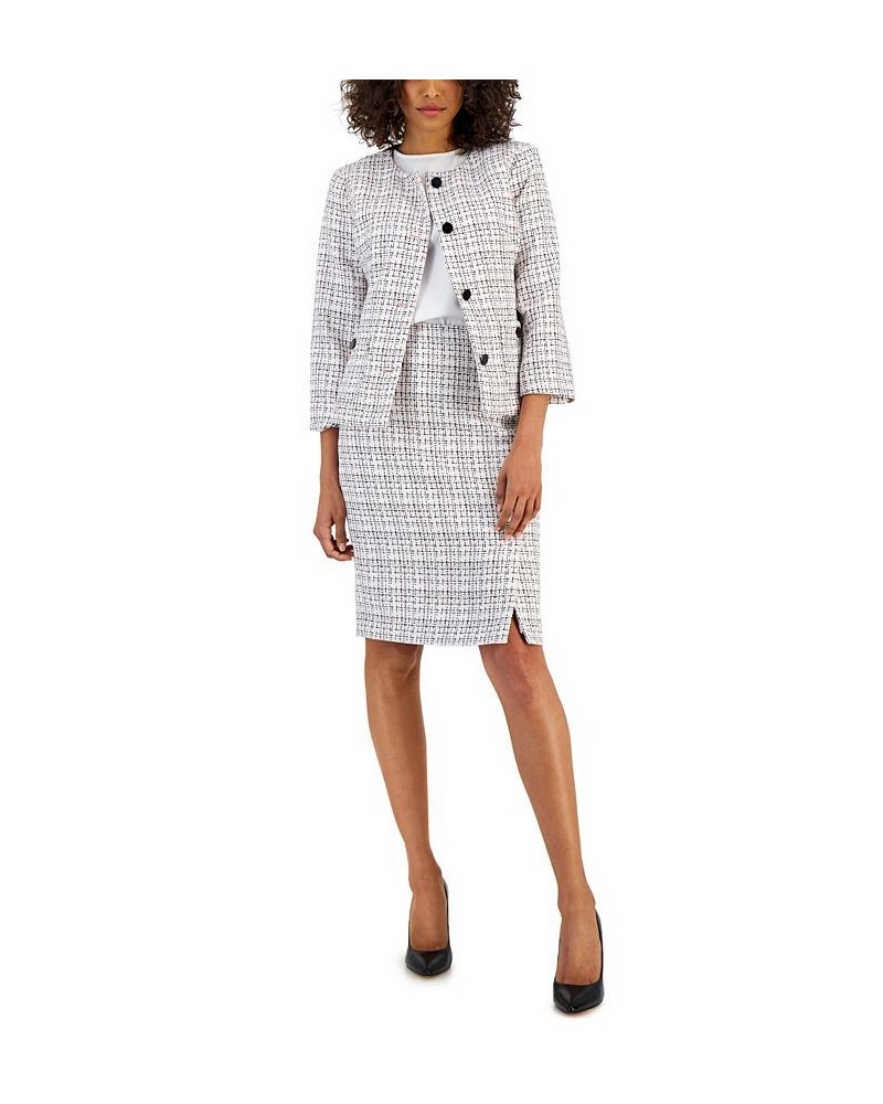 Women's Tweed Button-Front Jacket & Pencil Skirt Suit Rosebud Combo $102.30 Suits