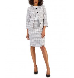 Women's Tweed Button-Front Jacket & Pencil Skirt Suit Rosebud Combo $102.30 Suits