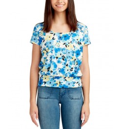 Juniors' Open-Back Floral-Print Top Pat C $27.44 Tops