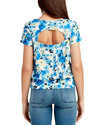 Juniors' Open-Back Floral-Print Top Pat C $27.44 Tops