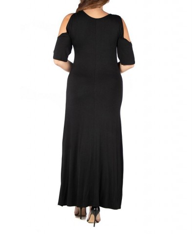 Plus Size Elbow Length Sleeve Maxi Dress Black $21.15 Dresses