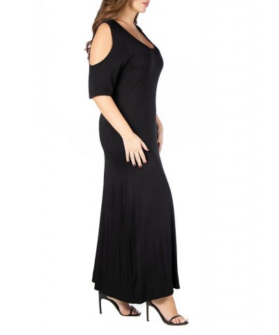 Plus Size Elbow Length Sleeve Maxi Dress Black $21.15 Dresses