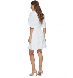 Petite Tulip-Sleeve Belted Fit & Flare Dress Cream $41.99 Dresses