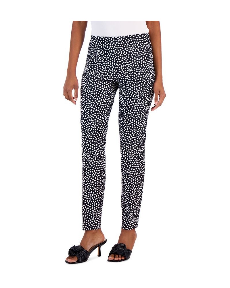 Women's Tummy-Control Pull-On Skinny Pants Black White Square $23.99 Pants