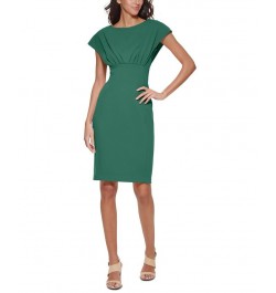 Petite Scuba-Crepe Boat-Neck Sheath Dress Meadow $40.99 Dresses