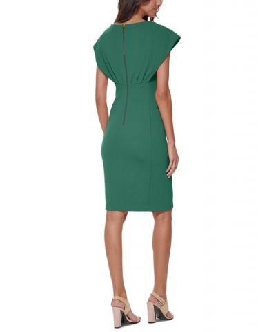 Petite Scuba-Crepe Boat-Neck Sheath Dress Meadow $40.99 Dresses