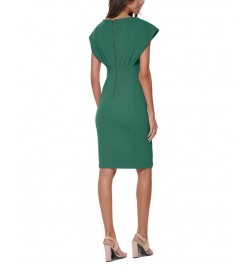 Petite Scuba-Crepe Boat-Neck Sheath Dress Meadow $40.99 Dresses