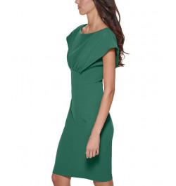 Petite Scuba-Crepe Boat-Neck Sheath Dress Meadow $40.99 Dresses