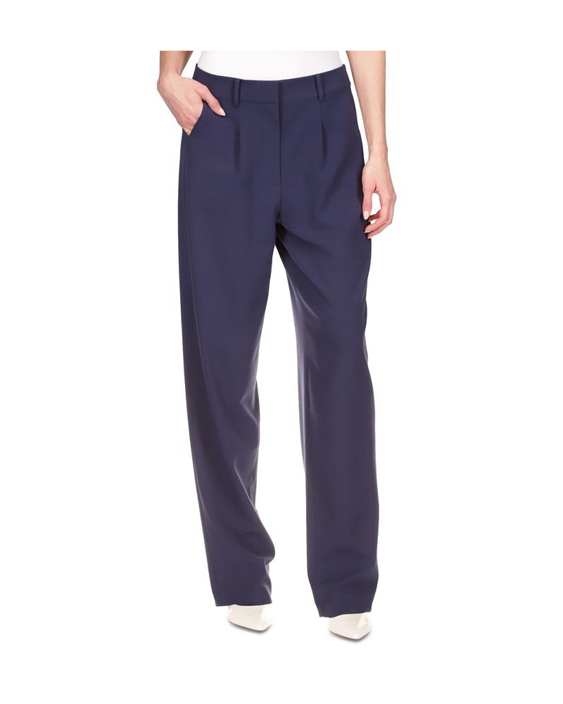 Women's Single-Pleat Career Pants Midnight Blue $47.25 Pants