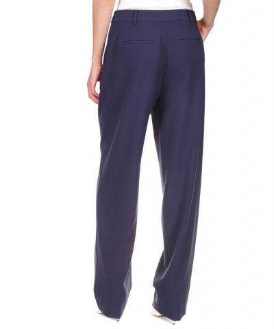 Women's Single-Pleat Career Pants Midnight Blue $47.25 Pants