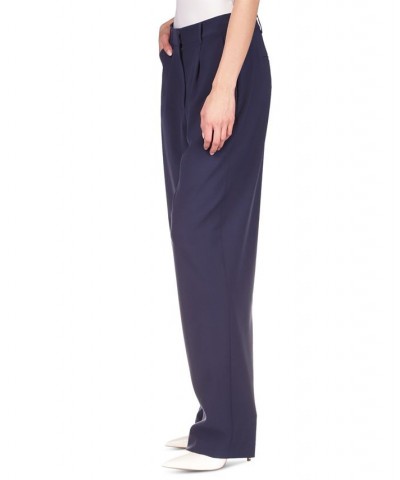 Women's Single-Pleat Career Pants Midnight Blue $47.25 Pants