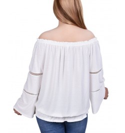 Plus Size Off the Shoulder Swiss Dot Blouse Ivory/Cream $16.94 Tops