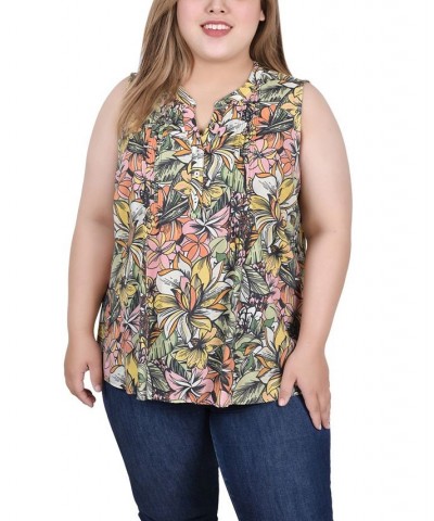Plus Size Sleeveless Pintucked Blouse Green Capetropic $14.35 Tops