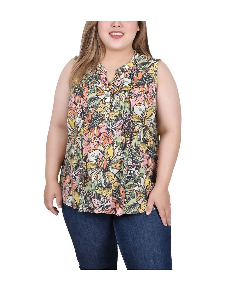 Plus Size Sleeveless Pintucked Blouse Green Capetropic $14.35 Tops