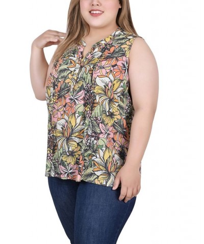 Plus Size Sleeveless Pintucked Blouse Green Capetropic $14.35 Tops