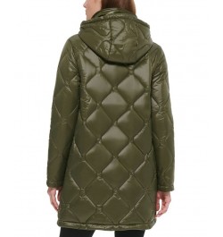 Women's Hooded Quilted Zip-Front Coat Green $66.30 Coats