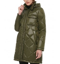 Women's Hooded Quilted Zip-Front Coat Green $66.30 Coats