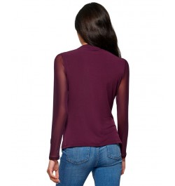 Women's Long Sleeve Mesh Top Purple $26.51 Tops