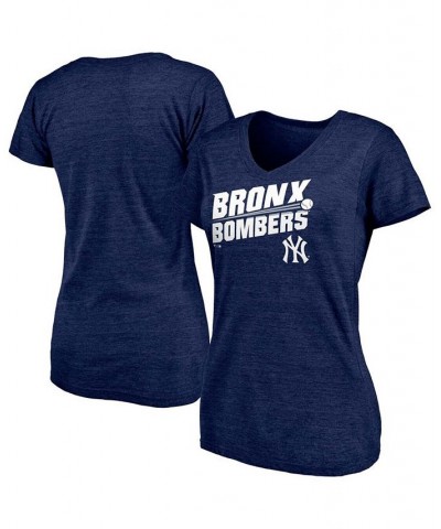 Women's Navy New York Yankees Hometown Bronx Bombers Tri-Blend V-Neck T-shirt Navy $18.00 Tops