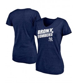 Women's Navy New York Yankees Hometown Bronx Bombers Tri-Blend V-Neck T-shirt Navy $18.00 Tops