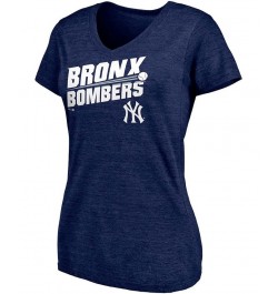 Women's Navy New York Yankees Hometown Bronx Bombers Tri-Blend V-Neck T-shirt Navy $18.00 Tops