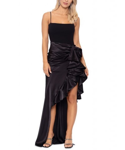 Women's Ruffled Asymmetric Gown Black $88.77 Dresses