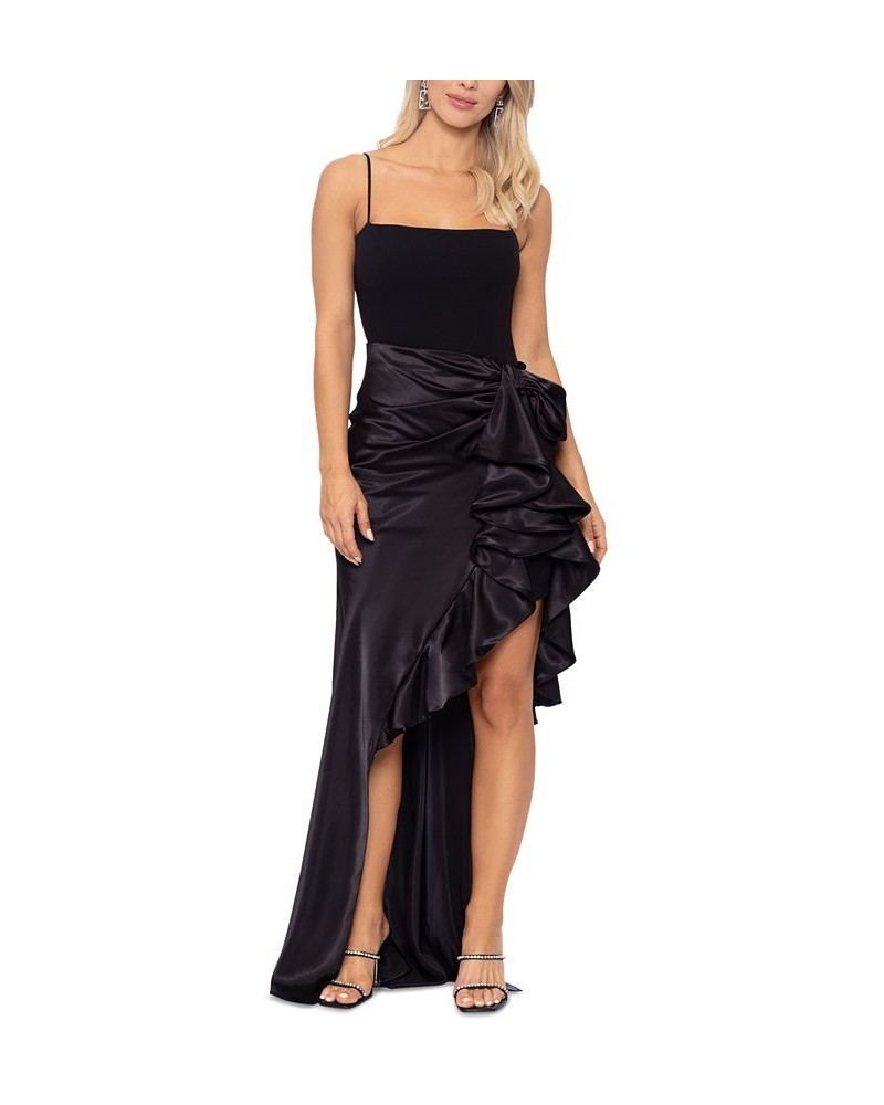 Women's Ruffled Asymmetric Gown Black $88.77 Dresses