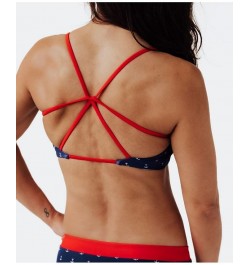 Women's Anchors Aweigh Strappy Swim Bikini Top Navy blue, white anchors, red trim $29.00 Swimsuits