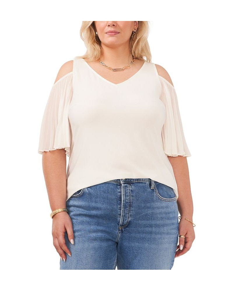 Plus Size Flutter-Sleeve Cold-Shoulder Top White $29.70 Tops