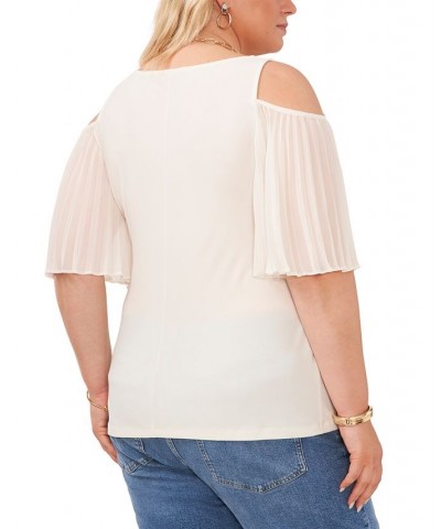 Plus Size Flutter-Sleeve Cold-Shoulder Top White $29.70 Tops