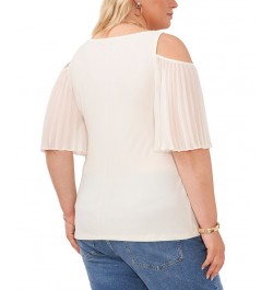 Plus Size Flutter-Sleeve Cold-Shoulder Top White $29.70 Tops