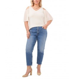 Plus Size Flutter-Sleeve Cold-Shoulder Top White $29.70 Tops