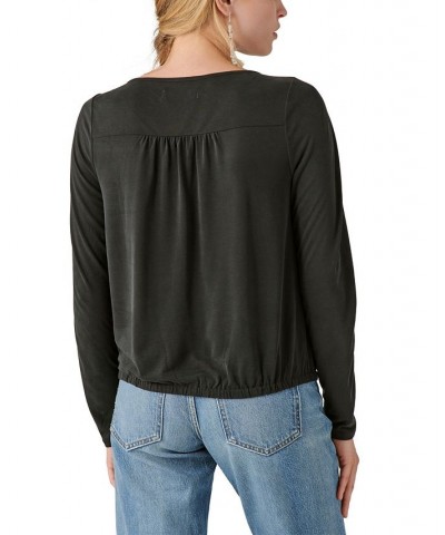 Women's Sandwash Faux-Wrap V-Neck Top Black $35.78 Tops