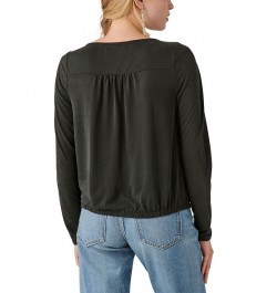 Women's Sandwash Faux-Wrap V-Neck Top Black $35.78 Tops