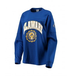 Women's Royal Delaware Fightin' Blue Hens Edith Long Sleeve T-shirt Royal $33.59 Tops