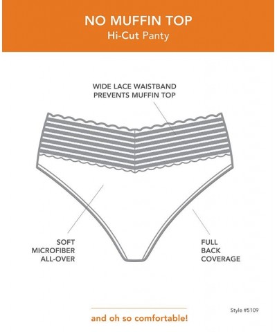 Warners No Pinching No Problems Dig-Free Comfort Waist with Lace Microfiber Hi-Cut 5109 Blue Moon $9.41 Panty