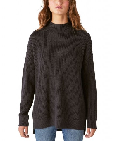 Women's Mock-Neck Tunic Sweater Black $27.97 Sweaters