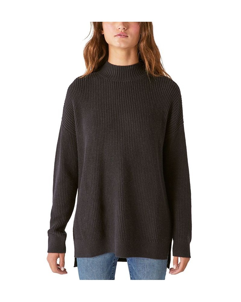 Women's Mock-Neck Tunic Sweater Black $27.97 Sweaters